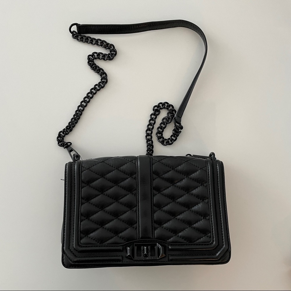 Rebecca Minkoff quilted love crossbody bag in Black